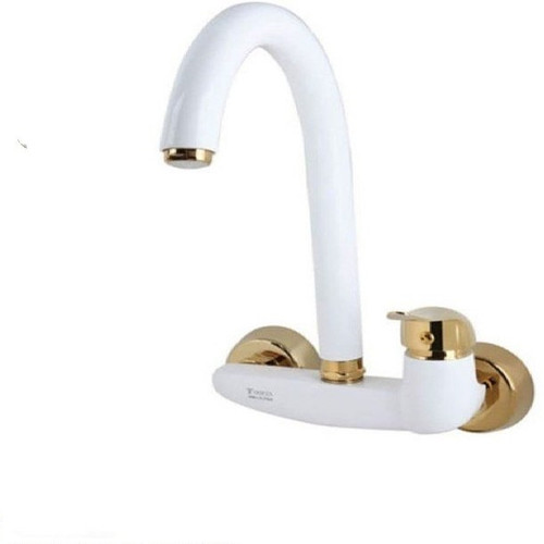 شیر ظرفشویی دیواری مدل آیدا سفیدطلایی طوفان فلز